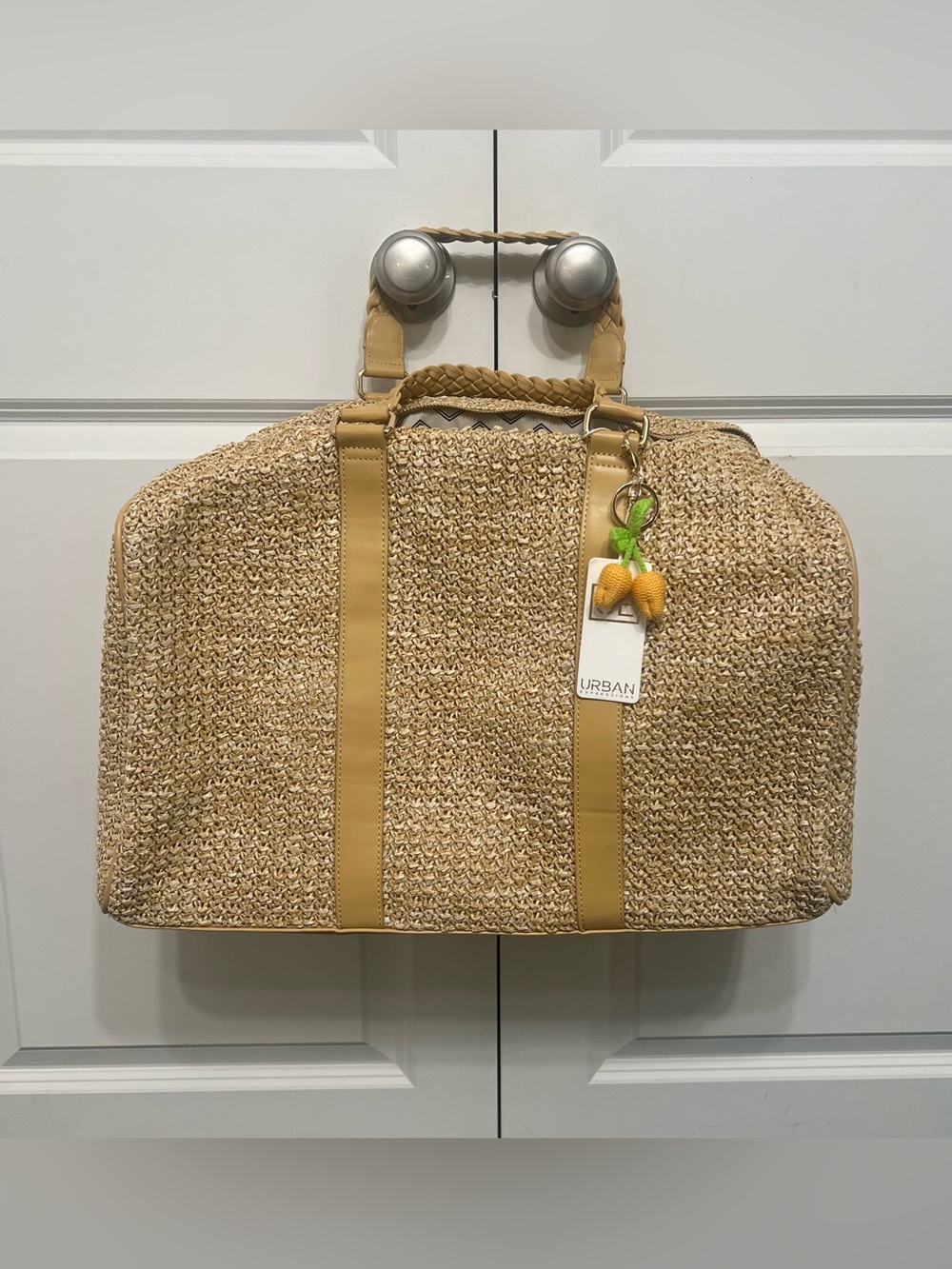 Urban Expressions Coastal Escape Natural Woven Weekender Tote Bag NWT